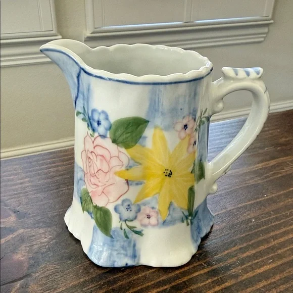Andrea By Sadek Pink, Yellow & Blue Floral Sugar and Creamer Set - Picture 5 of 13